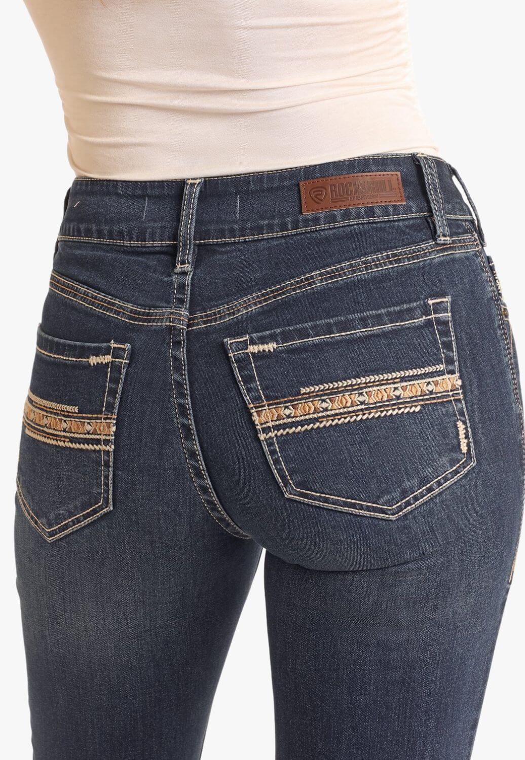 Rock and Roll Womens Straight Emb Mod Boot Jean