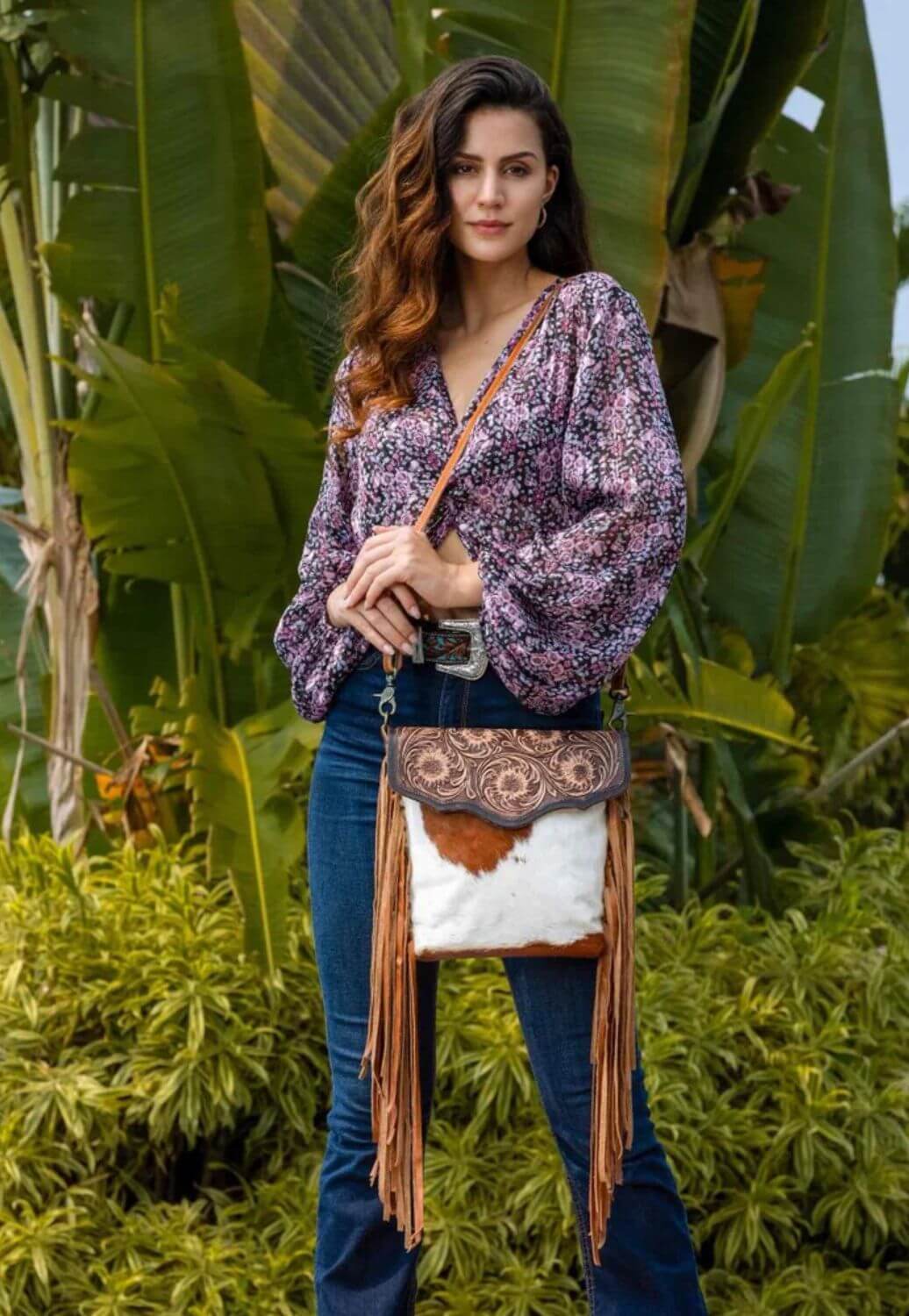 Myra Blossom Hand-Tooled Bag