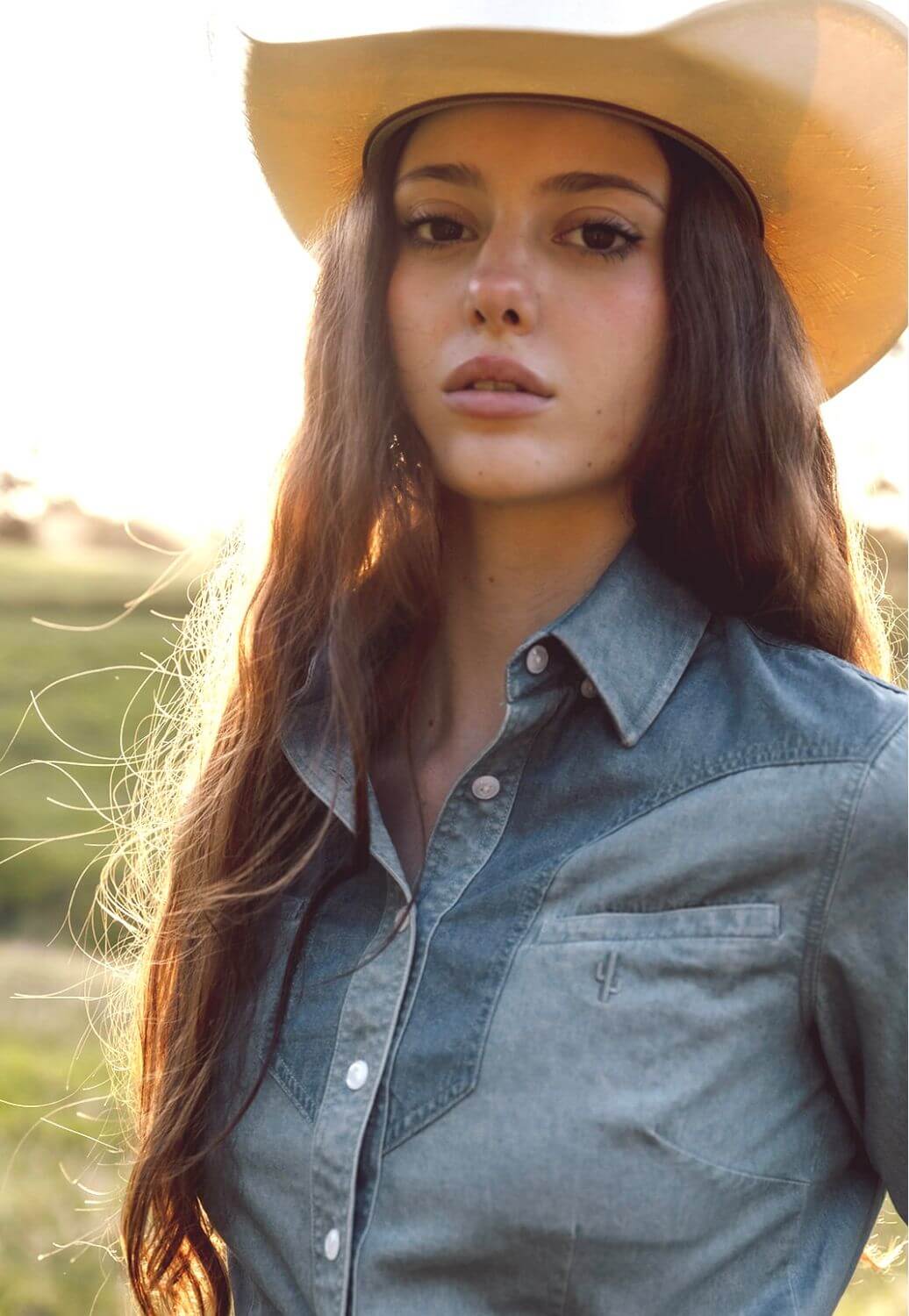 Gringa Denim Womens Denim Contrast Long Sleeve Shirt