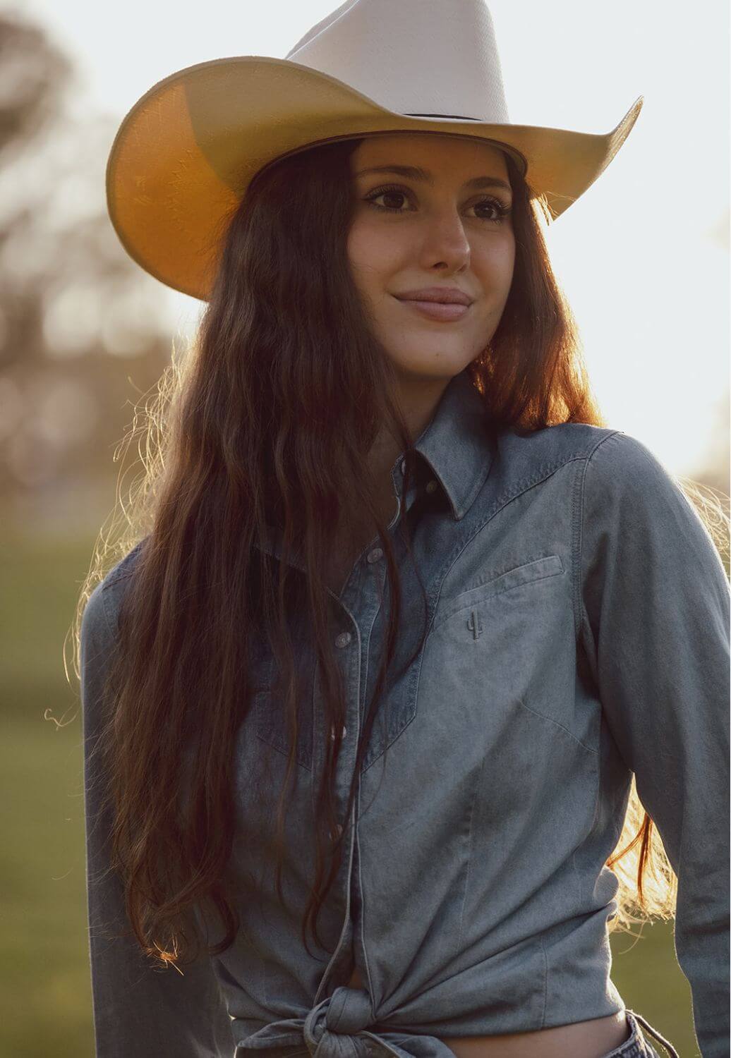 Gringa Denim Womens Denim Contrast Long Sleeve Shirt