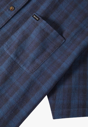 Brixton Mens Linen Plaid Short Sleeve Shirt