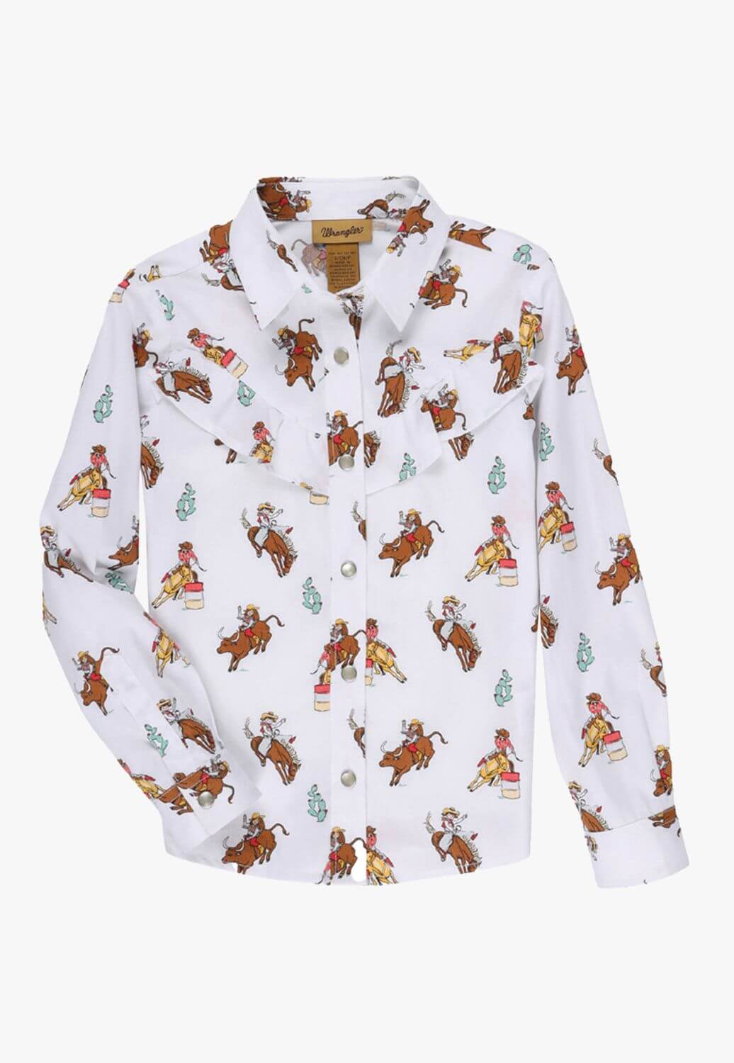 Wrangler Girls Rodeo Print Western Long Sleeve Shirt
