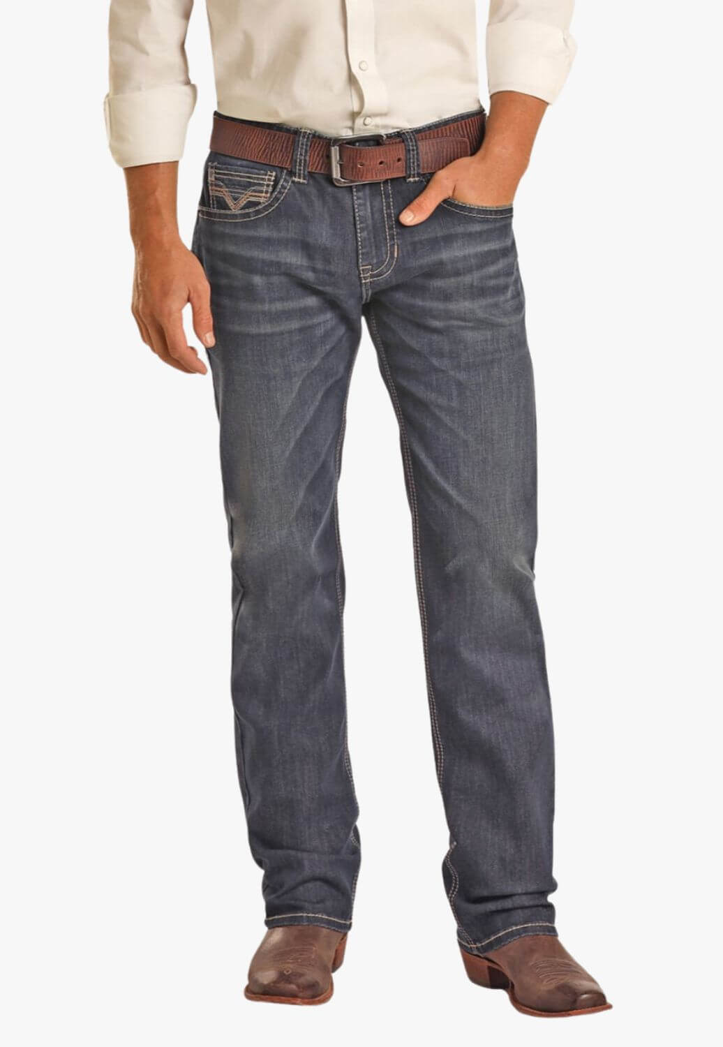 Rock & Roll Mens Pistol Regular Fit Stackable Bootcut Jean