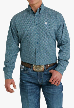 Cinch Mens Geometric Print Long Sleeve Shirt