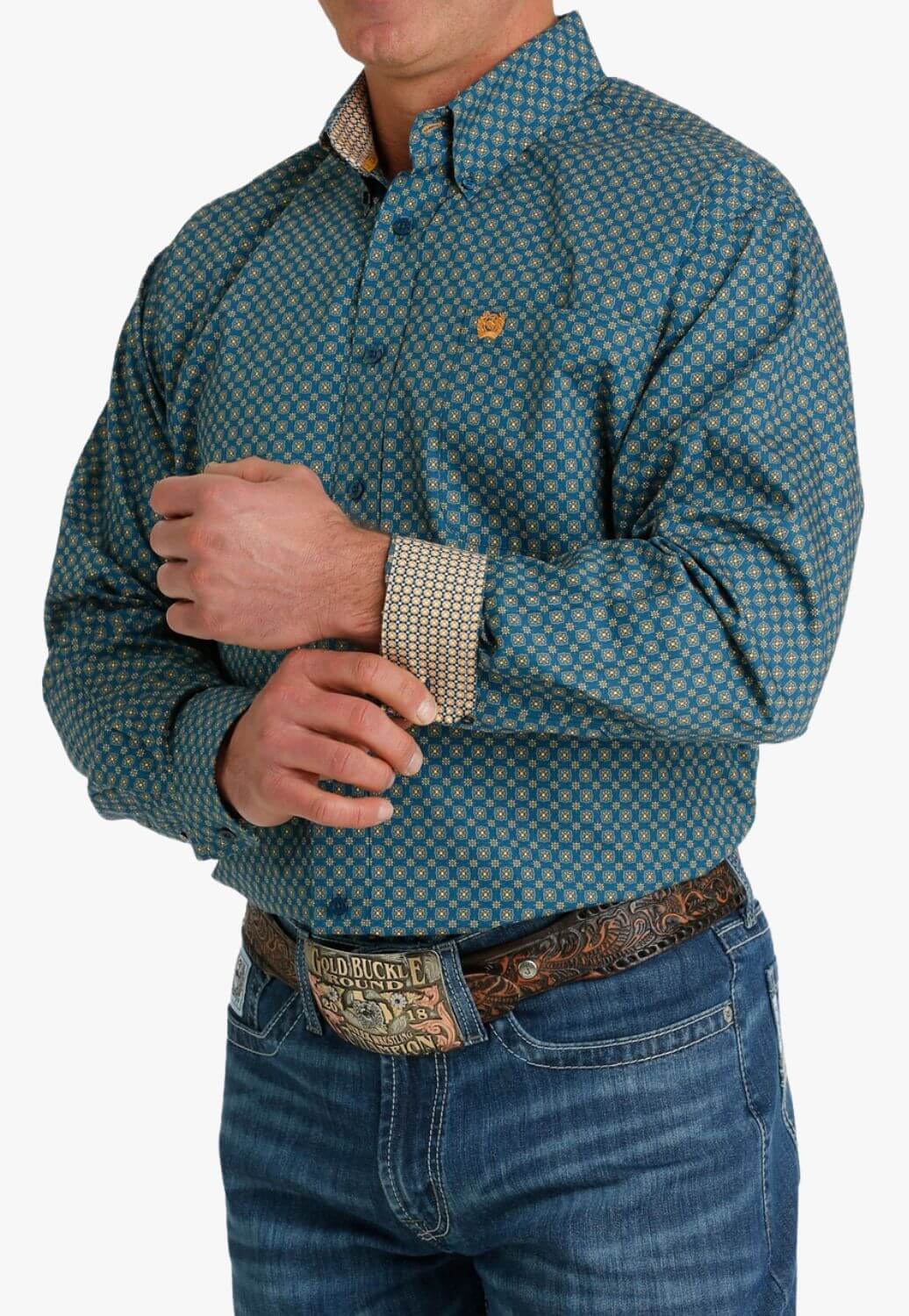 Cinch Mens Geometric Print Long Sleeve Shirt