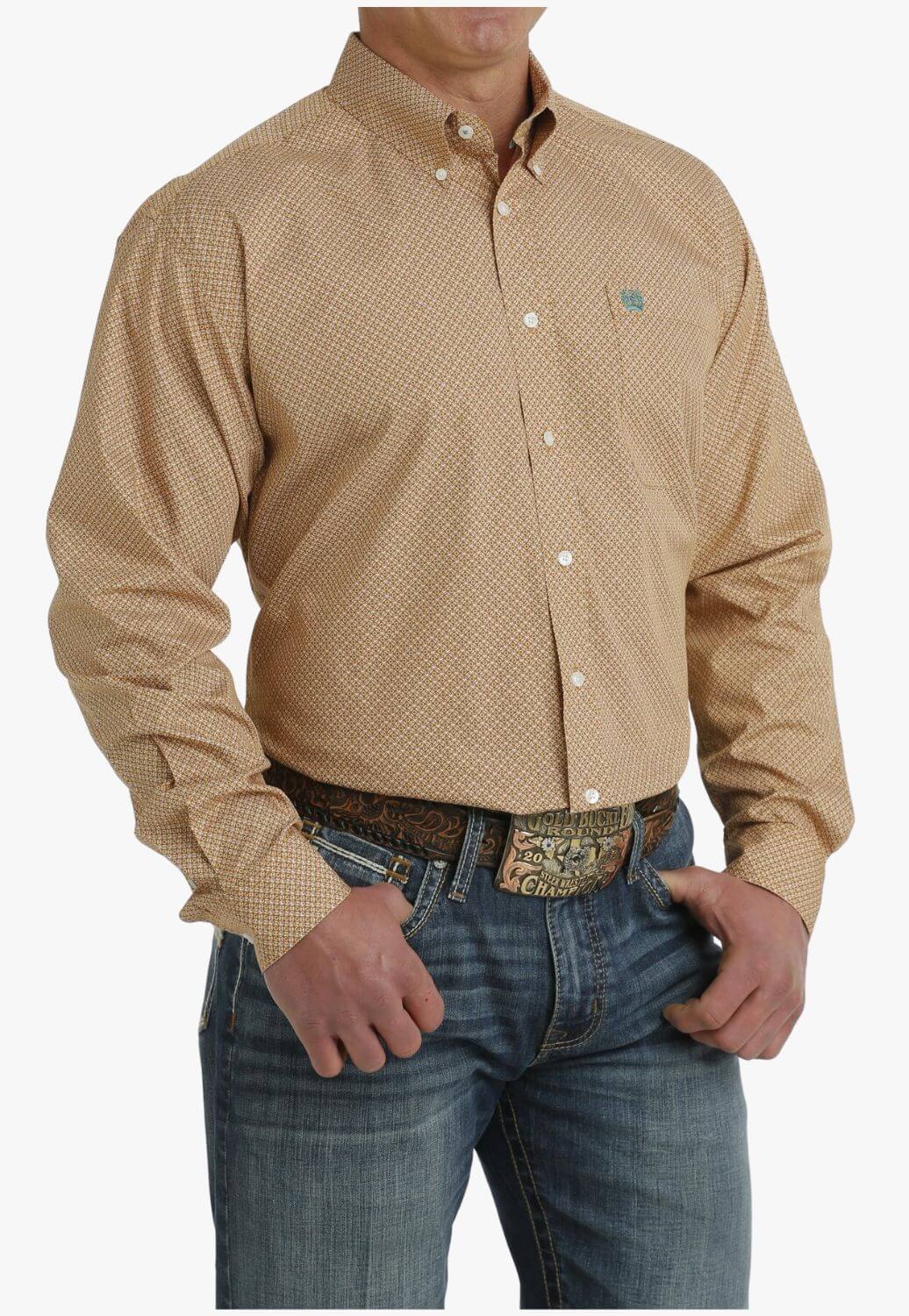 Cinch Mens Geometric Print Long Sleeve Shirt