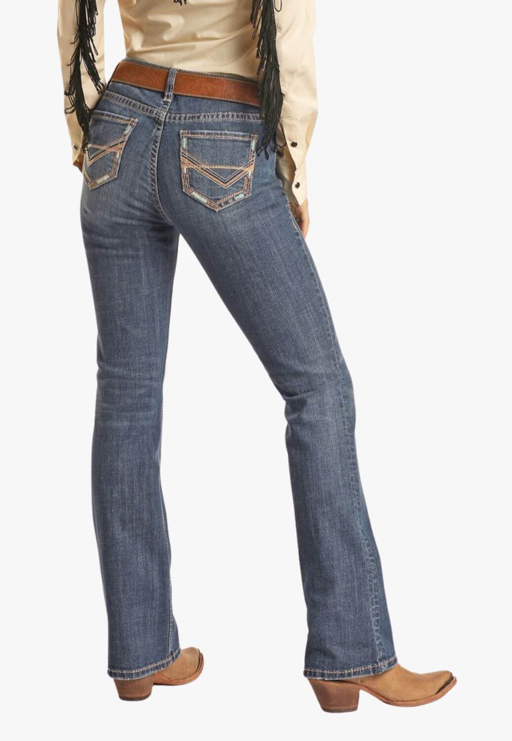 Rock and Roll Womens Mid Rise Stretch Riding Jean