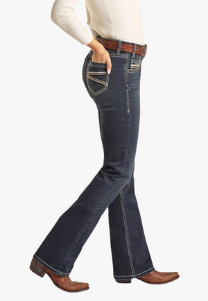 Rock and Roll Womens Mid Rise Extra Stretch Bootcut Jean