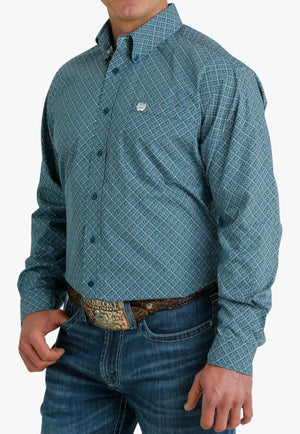 Cinch Mens Geometric Print Long Sleeve Shirt