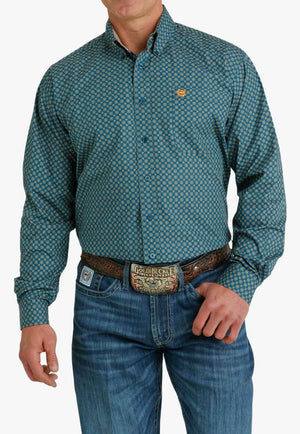 Cinch Mens Geometric Print Long Sleeve Shirt