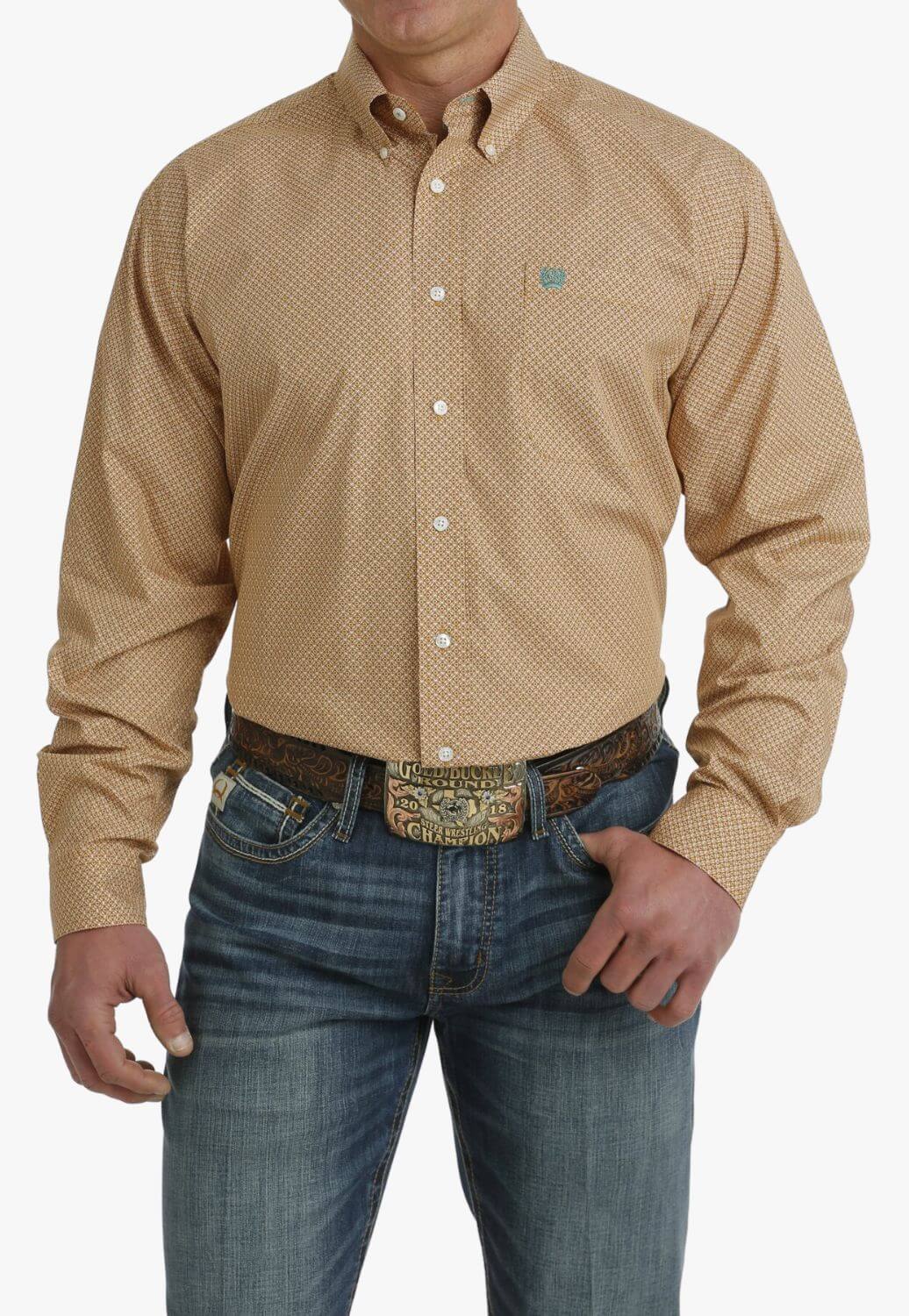 Cinch Mens Geometric Print Long Sleeve Shirt