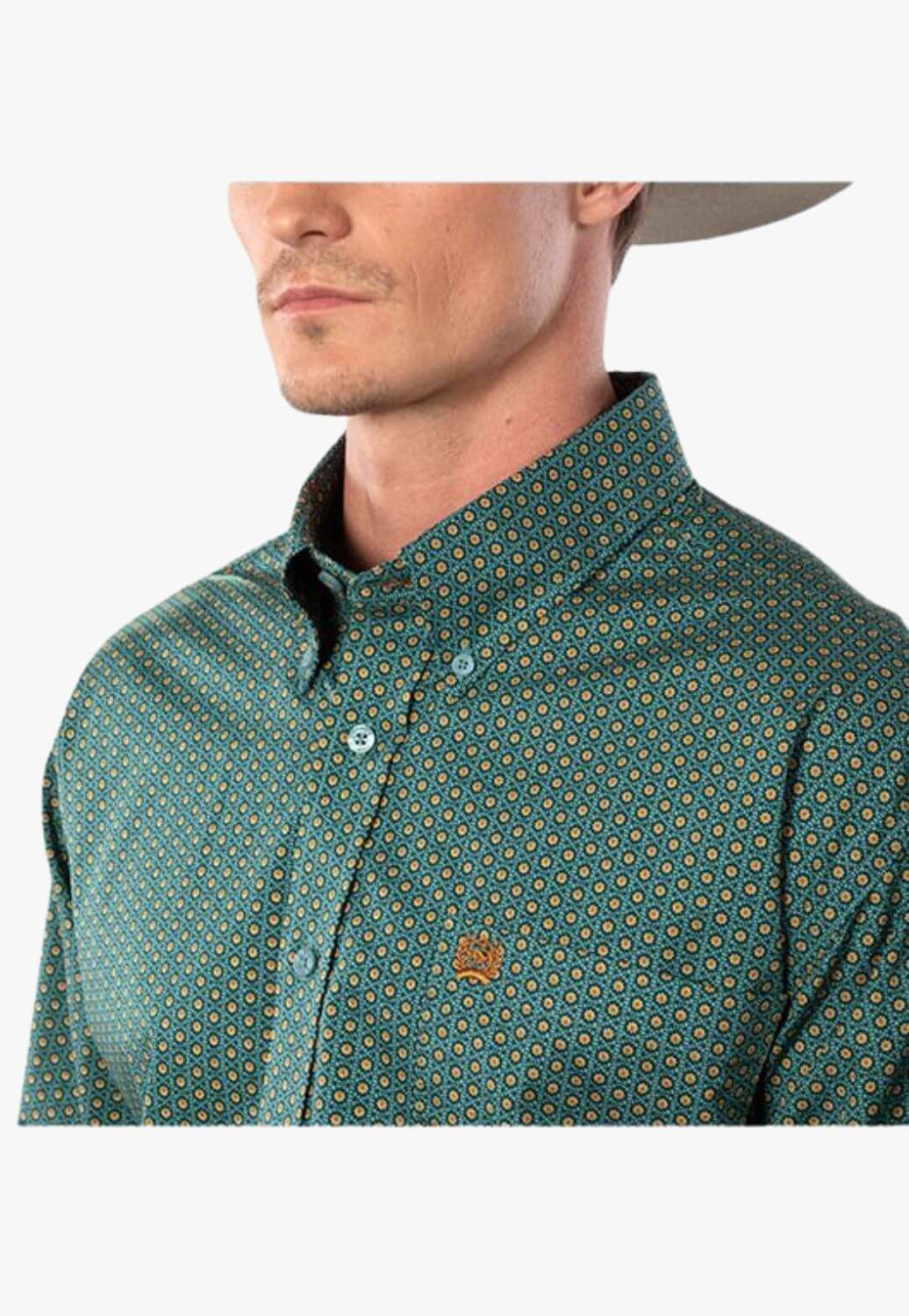 Cinch Mens Floral Print Button Down Long Sleeve Shirt