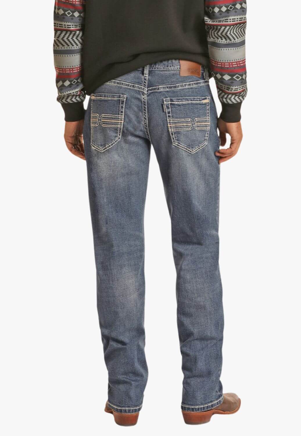 Rock & Roll Mens Hooey Double Barrel Relaxed Fit Stackable Bootcut Jean