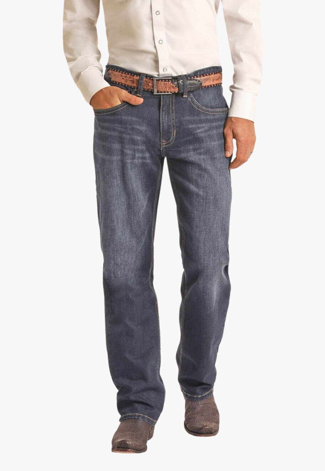 Rock and Roll Mens Vintage 48 Double Barrel Relaxed Fit Stackable Bootcut Jean