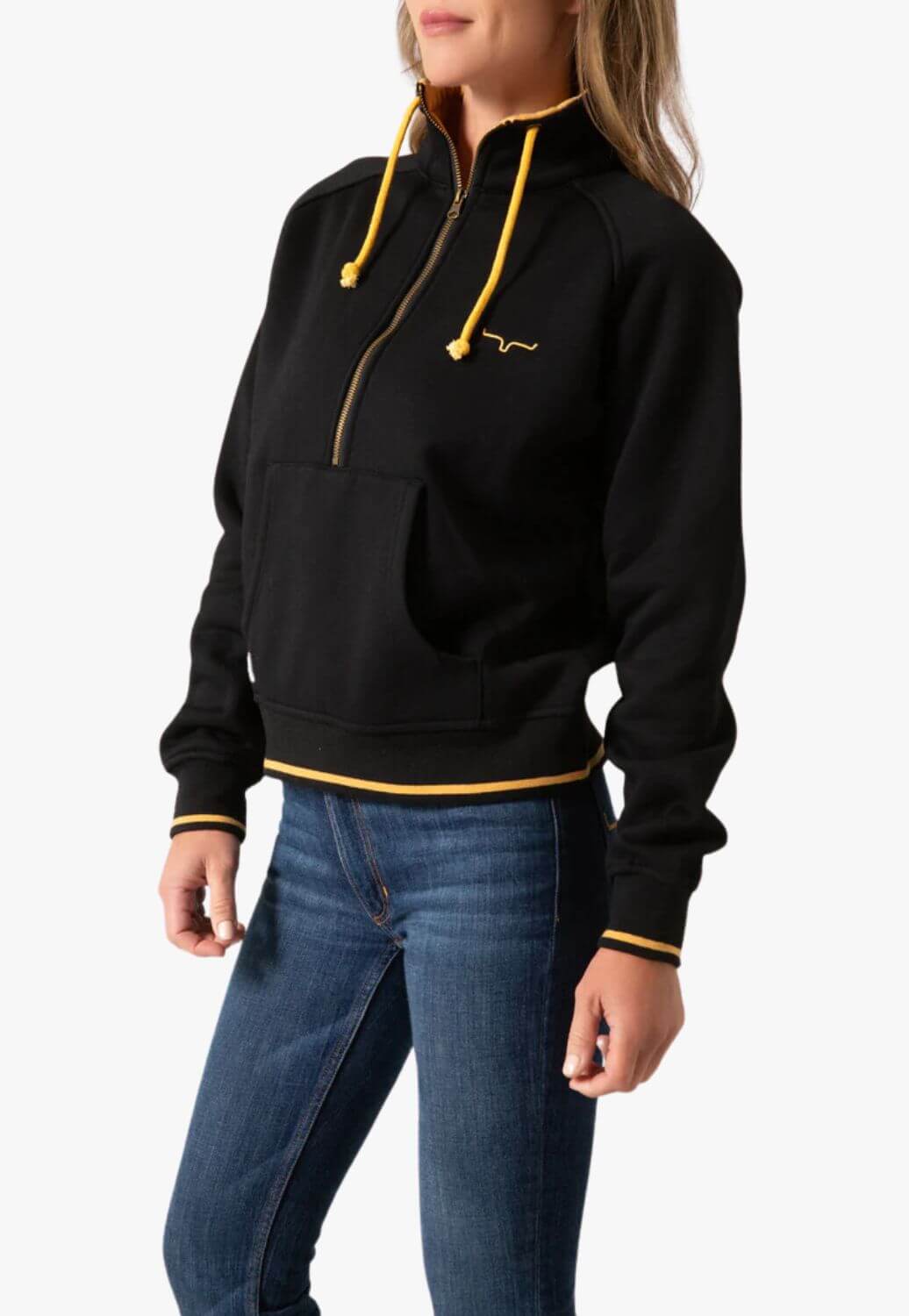 Kimes Ranch Womens Malta Cropped Quarter Zip Sweatshirt