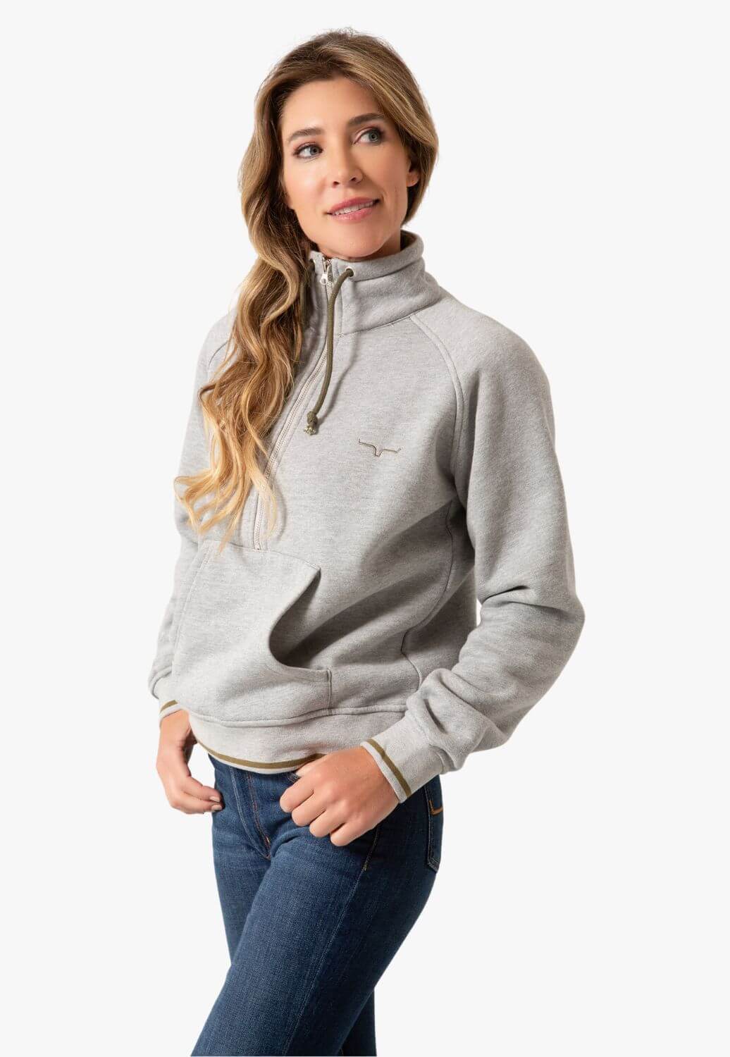 Kimes Ranch Womens Malta Cropped Quarter Zip Sweatshirt