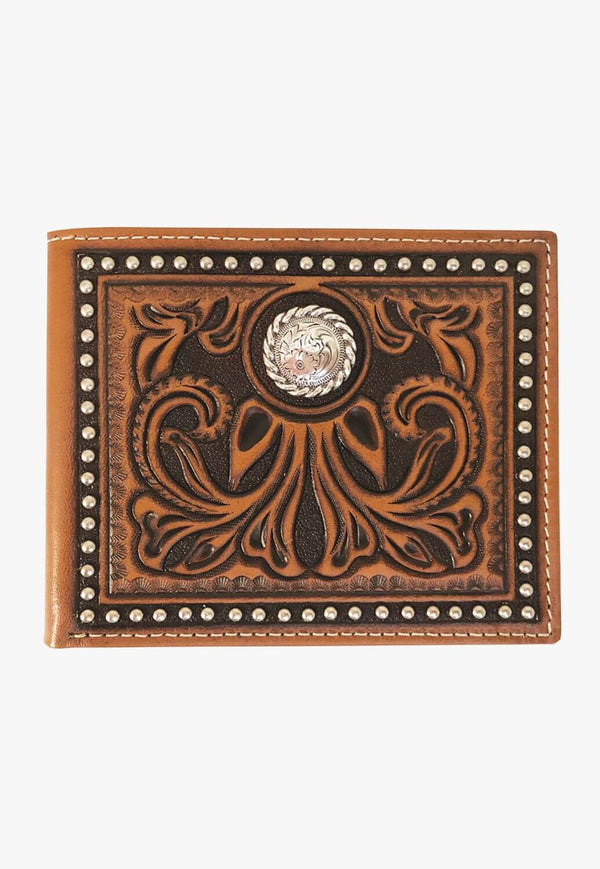 Roper Bi-Fold Tooled Leather Wallet- W. Titley & Co