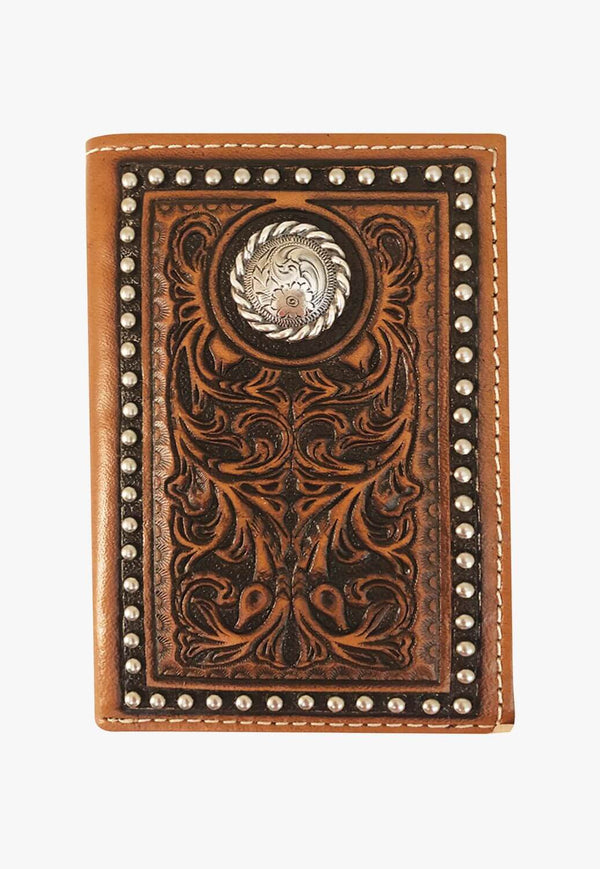 Roper Tri-Fold Tooled Leather Wallet- W. Titley & Co