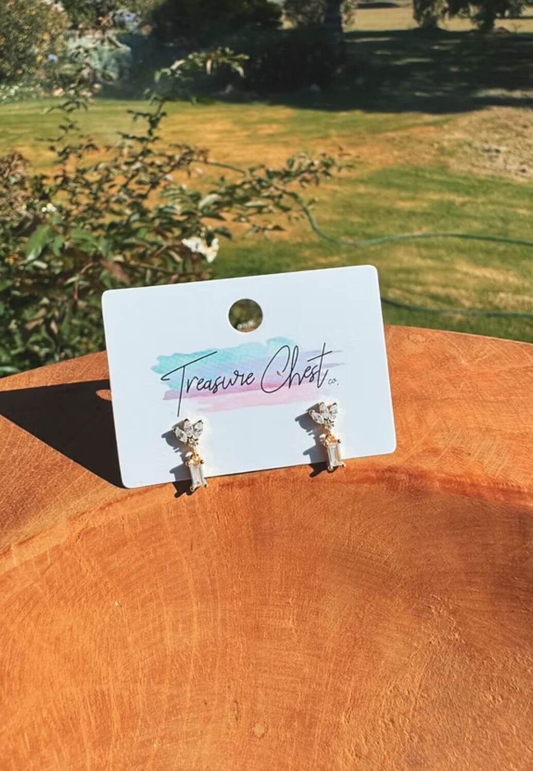 Treasure Chest Co Dainty Diamond Dangle Earrings