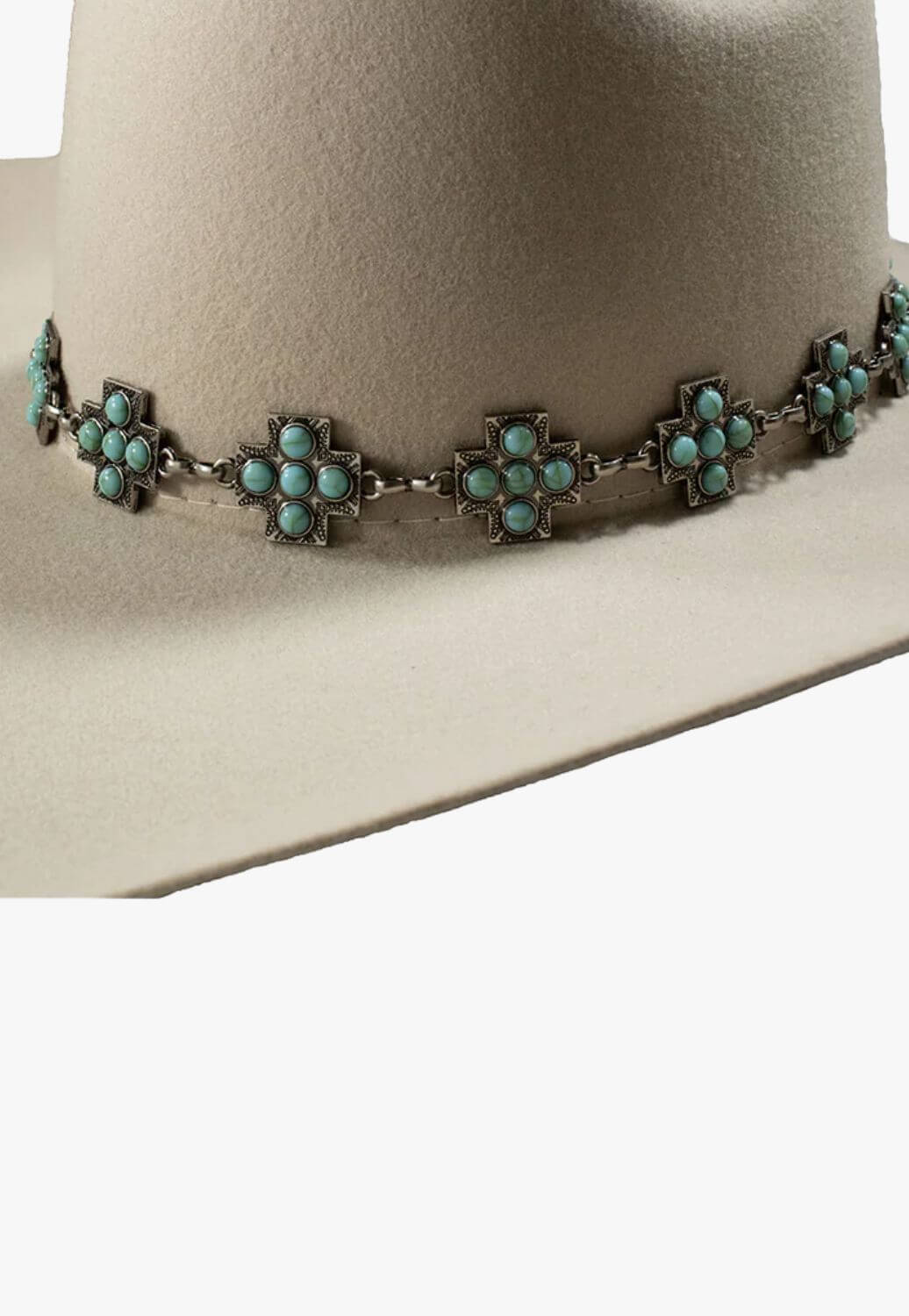 3D Stone Cross Conchos Hatband