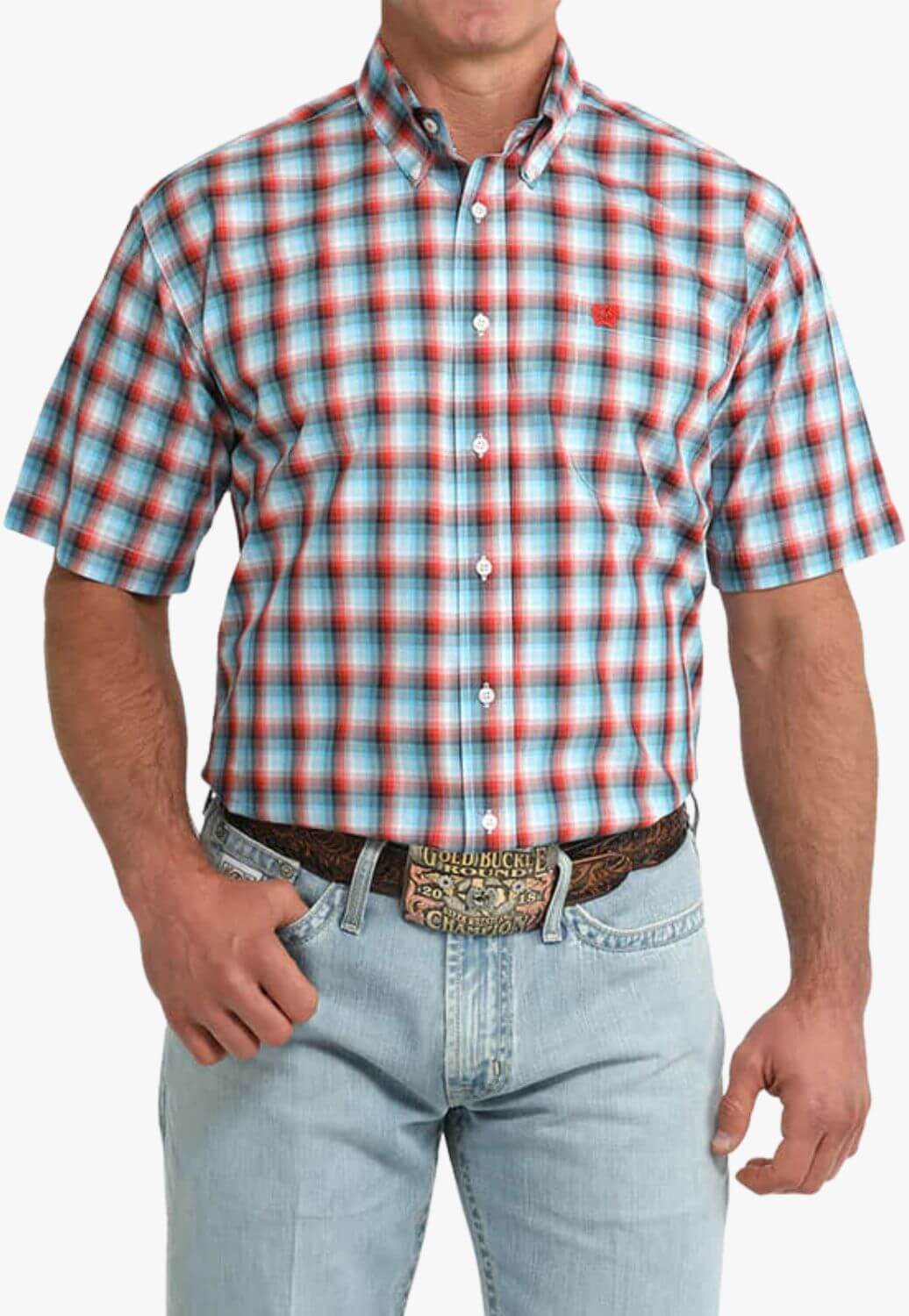 Cinch Mens Plaid Short Sleeve Shirt