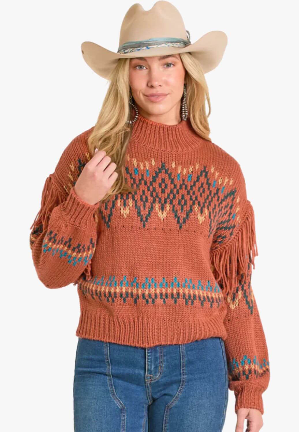 Rock & Roll Womens Aztec Fringe Sweater