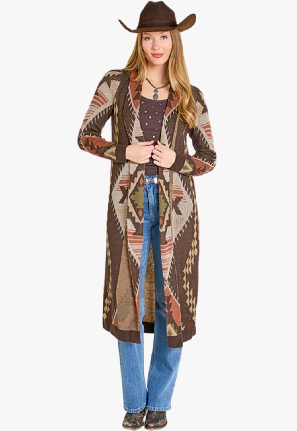 Rock &amp; Roll Womens Aztec Duster Cardigan