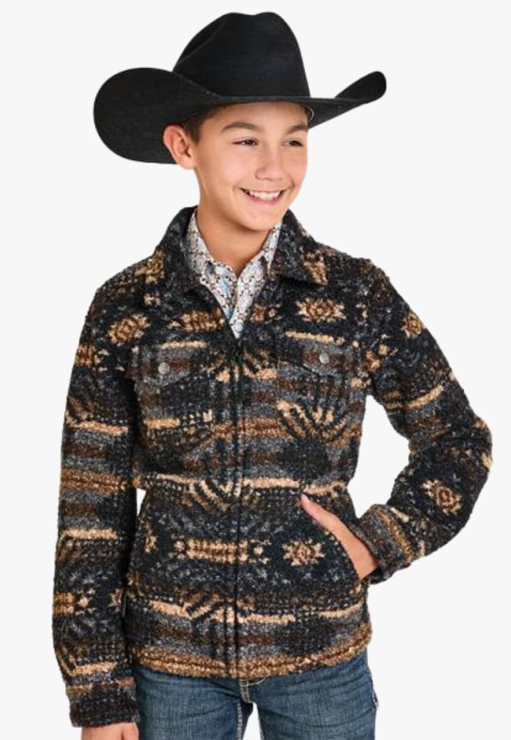 Rock &amp; Roll Boys Printed Berber Jacket