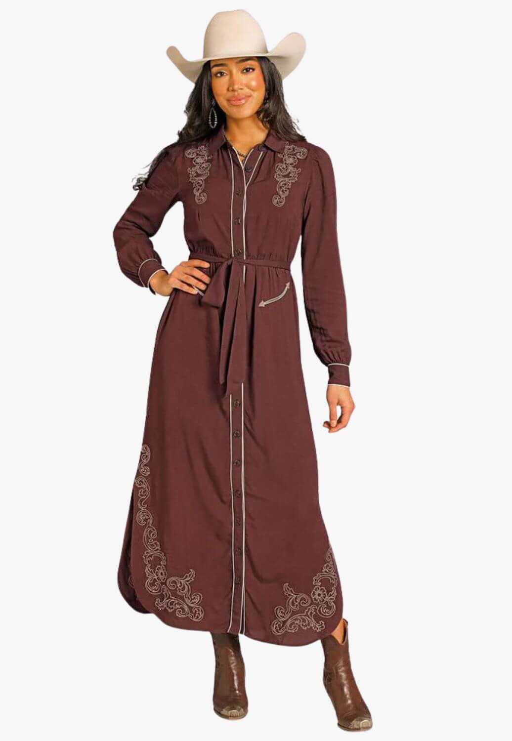 country dresses Floral Dress with Contrast Piping for Country Girls XL