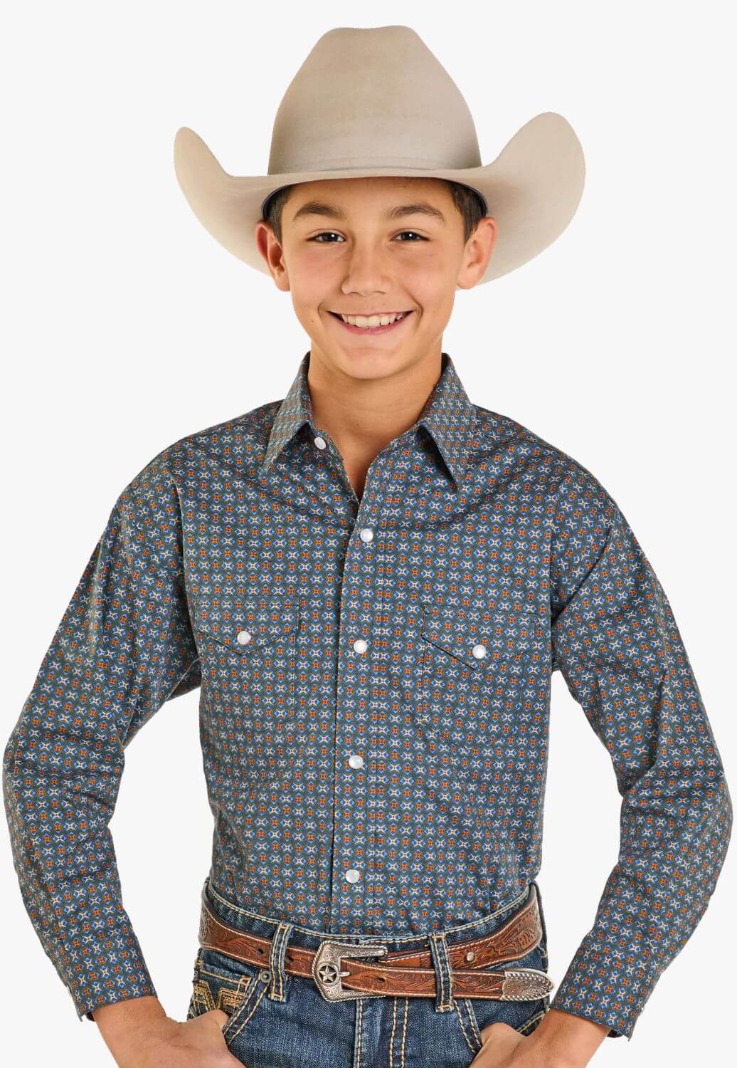 Panhandle Boys Geo Print Snap Shirt