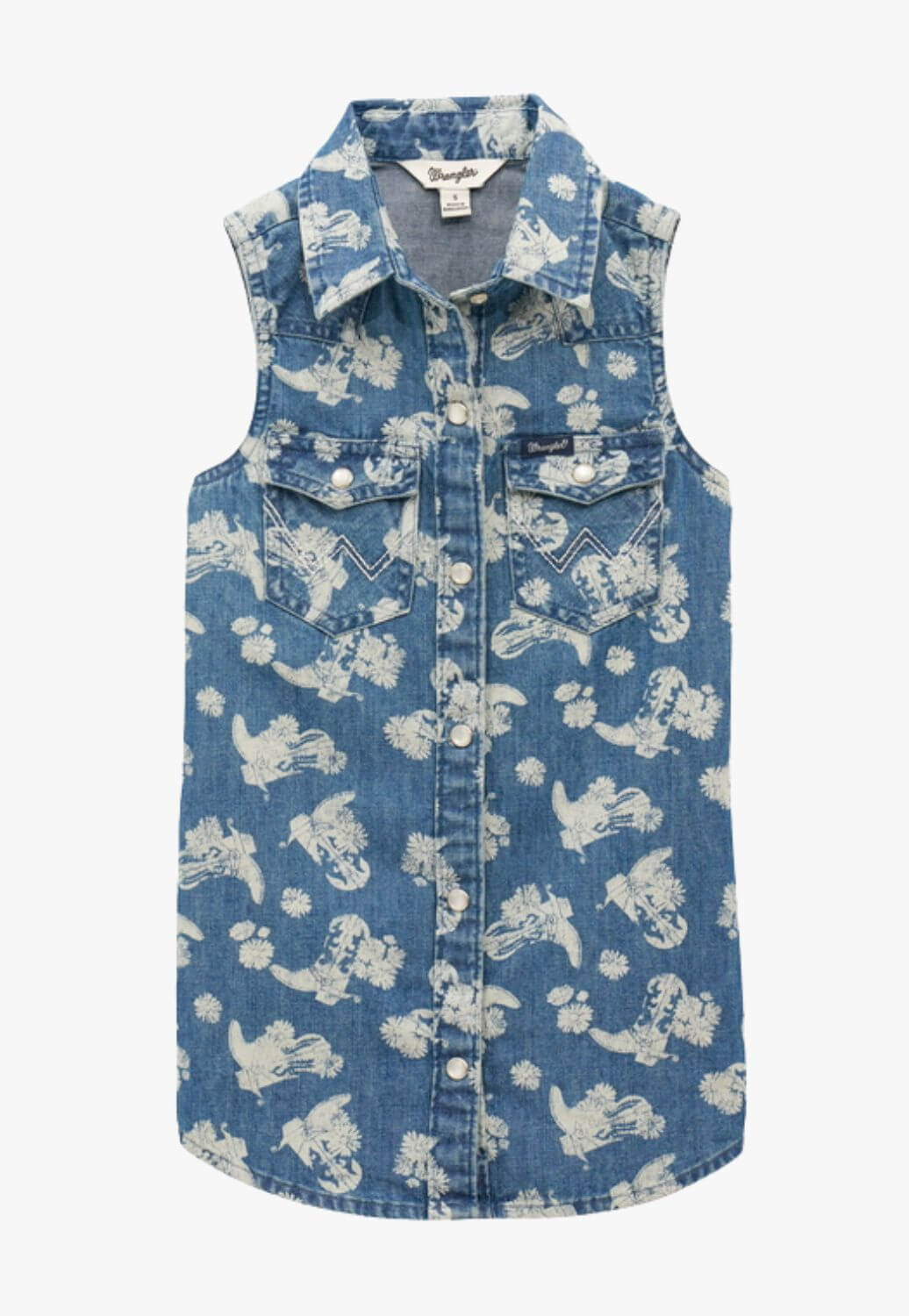 Wrangler Girls Sleeveless Western Snap Shirt