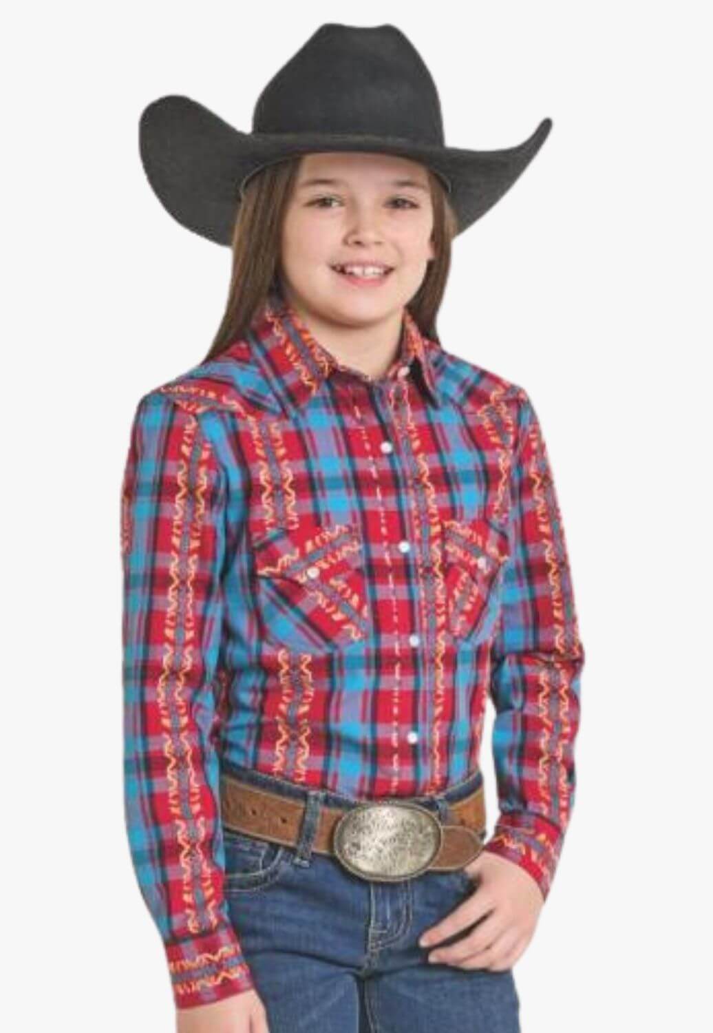Panhandle Slim Girls Plaid Snap Shirt