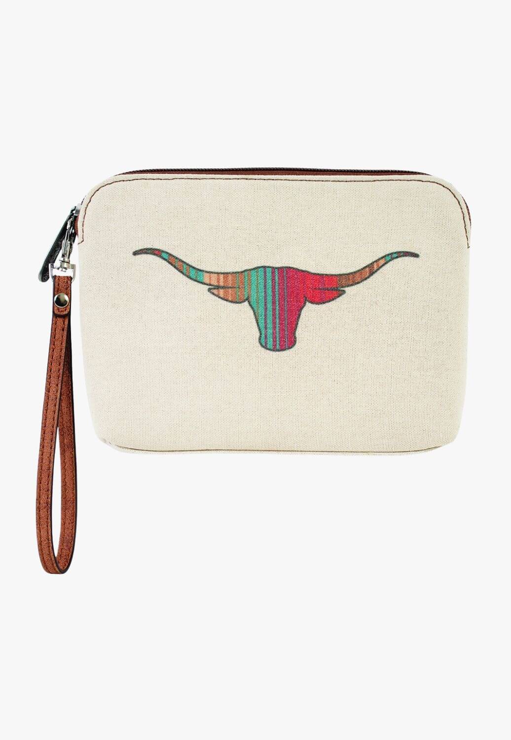 Justin Womens Longhorn Canvas Cosmetic Pouch