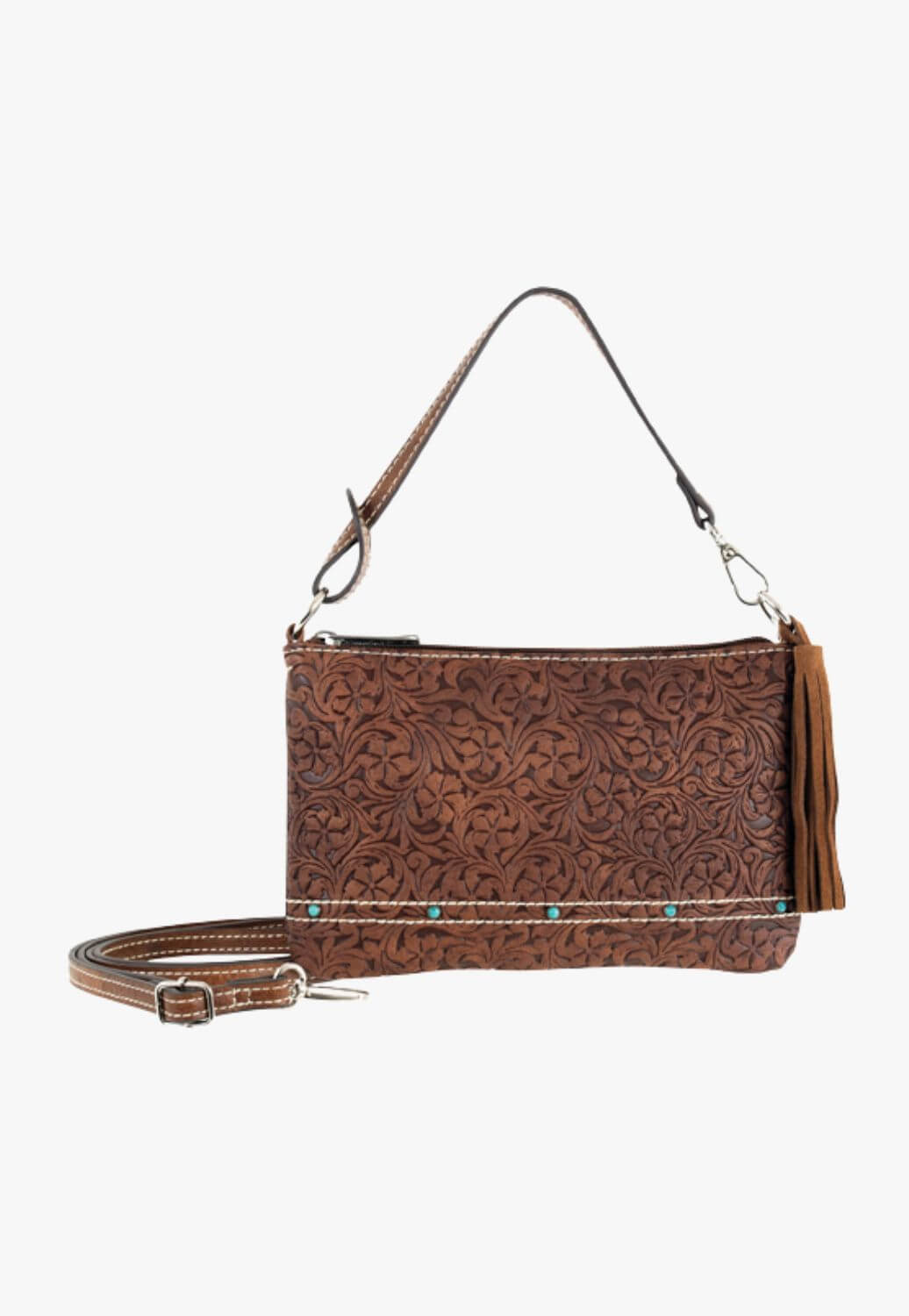 Justin Womens Floral Emboss Mini Shoulder Bag