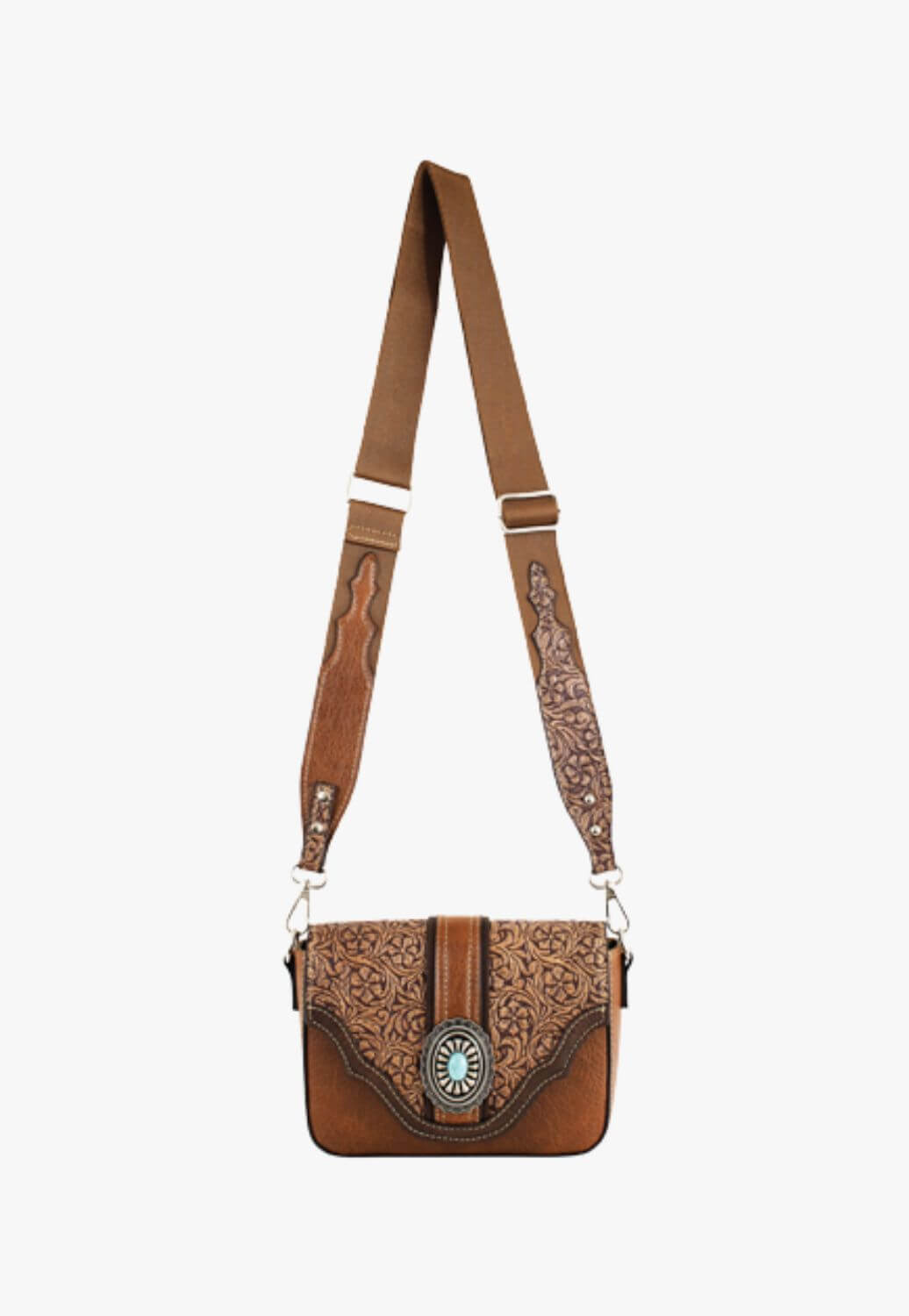 Justin Womens Floral Emboss Small Crossbody Bag
