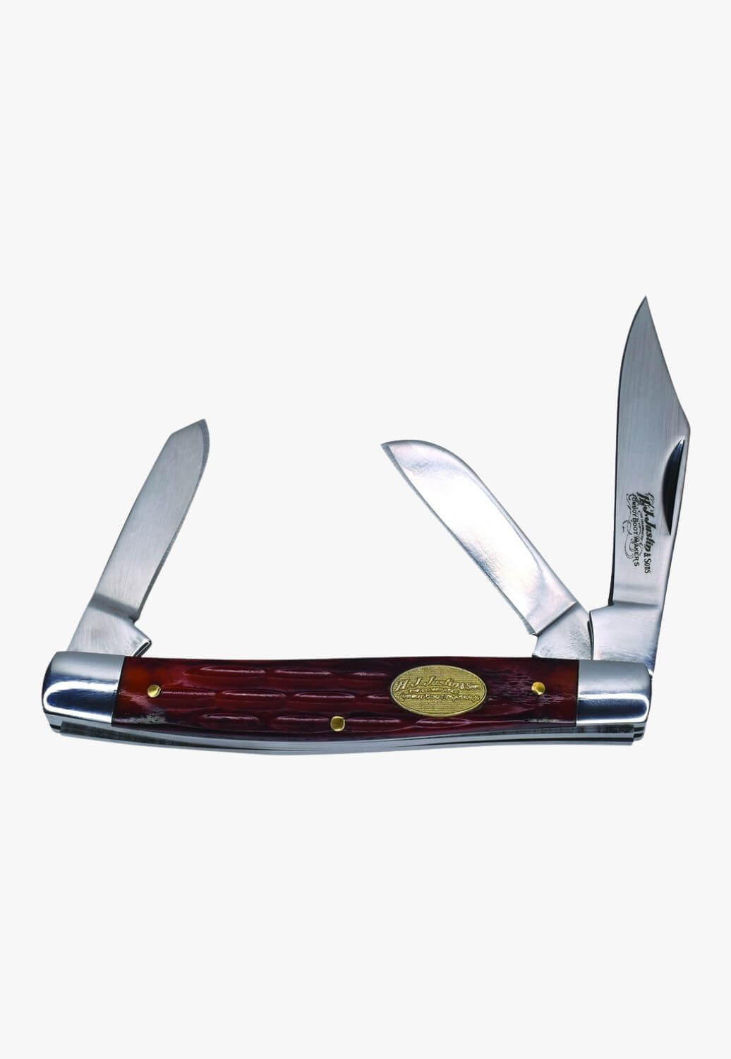 Justin Stockman 3 Blade Knife With Jigged Bone Handle