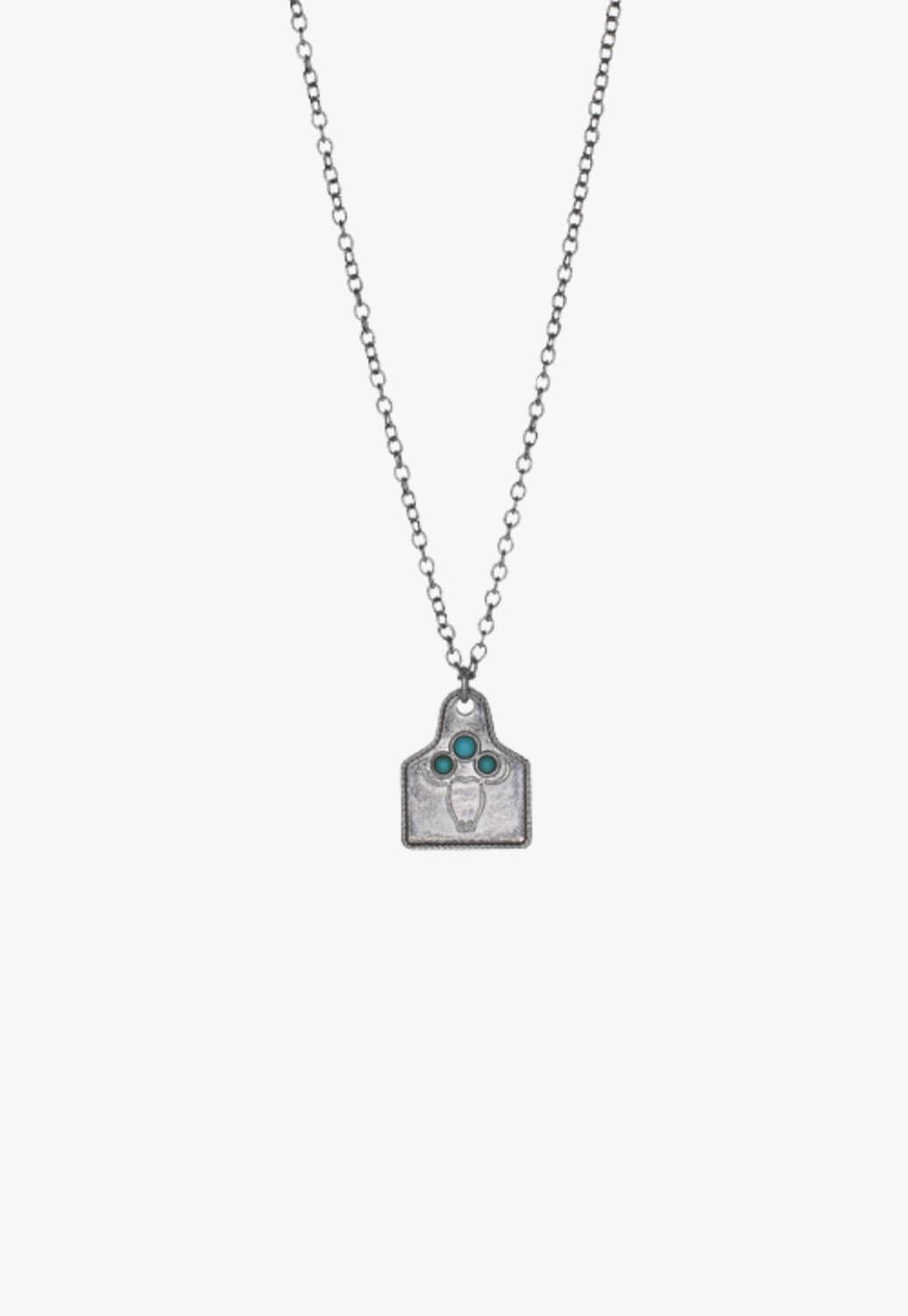Justin Womens Cow Tag With Steer Head Necklace