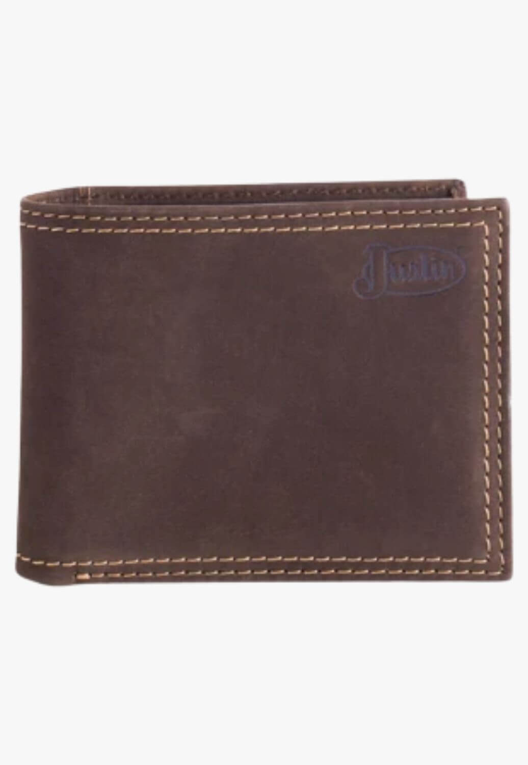 Justin Mens Leather Bifold Nubuck Wallet