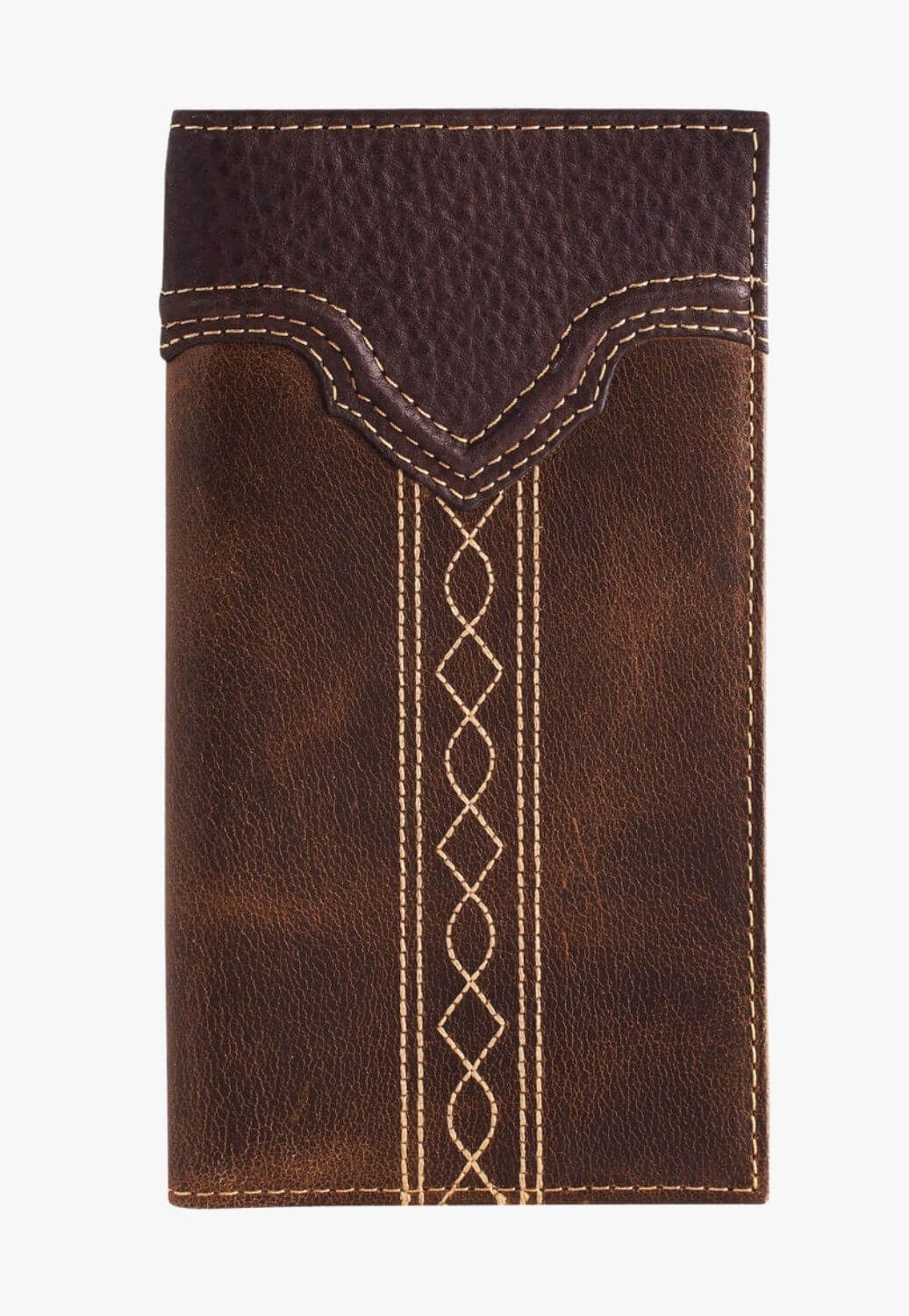 Justin Mens Leather Rodeo Yoke Stitching Wallet