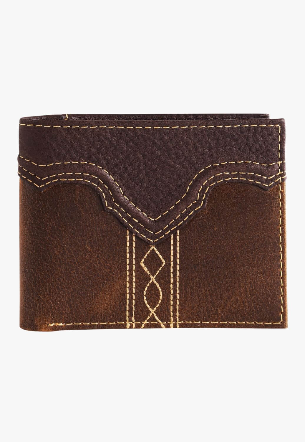 Justin Mens Leather Bifold Yoke Stitching Wallet