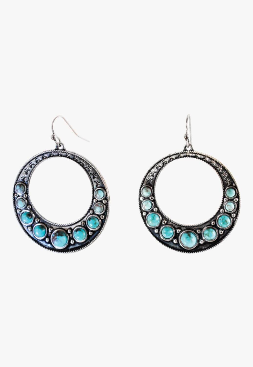 Justin Womens Concho Open Hoop Earrings