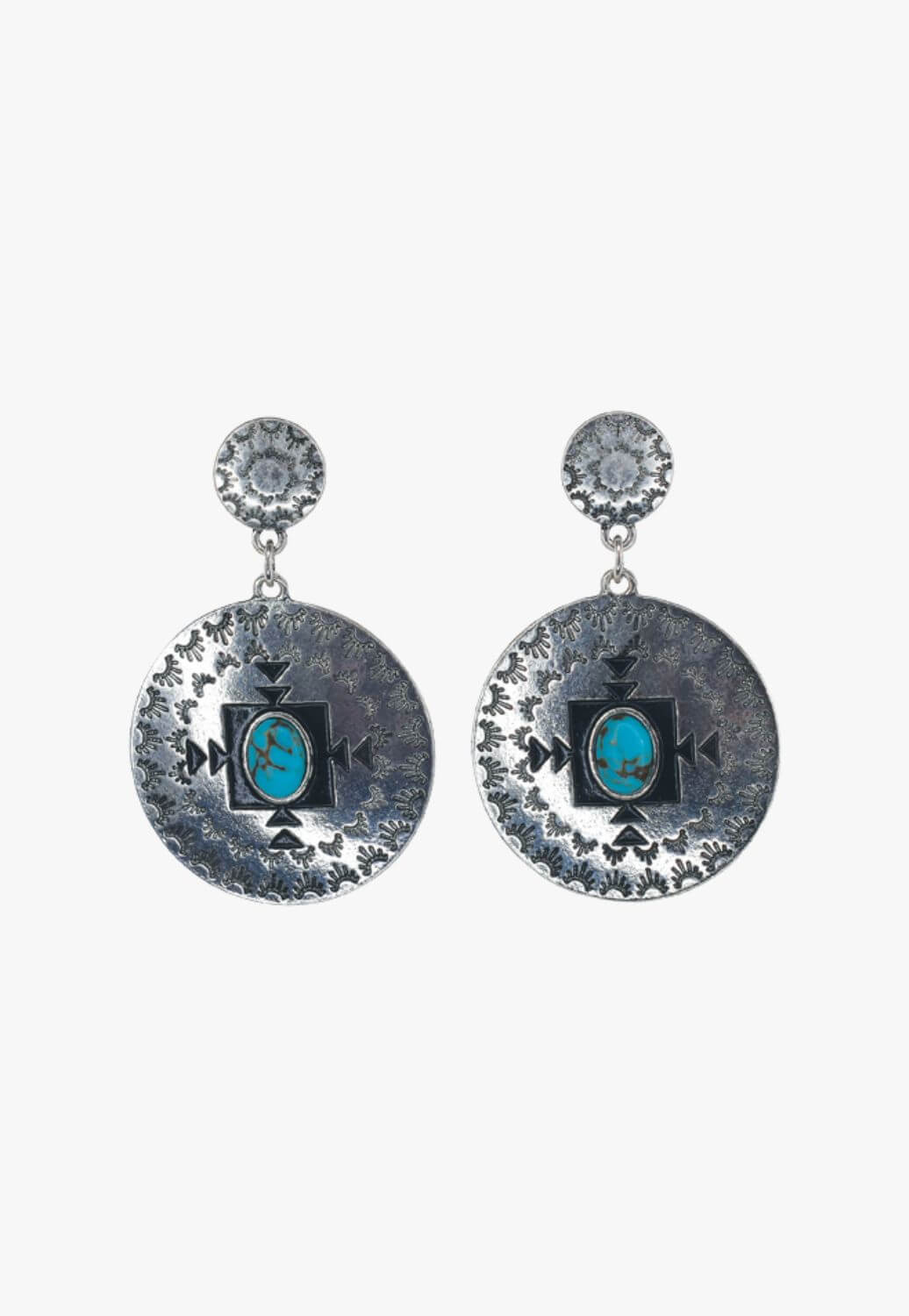 Justin Womens Southwest Concho Pendant Earrings