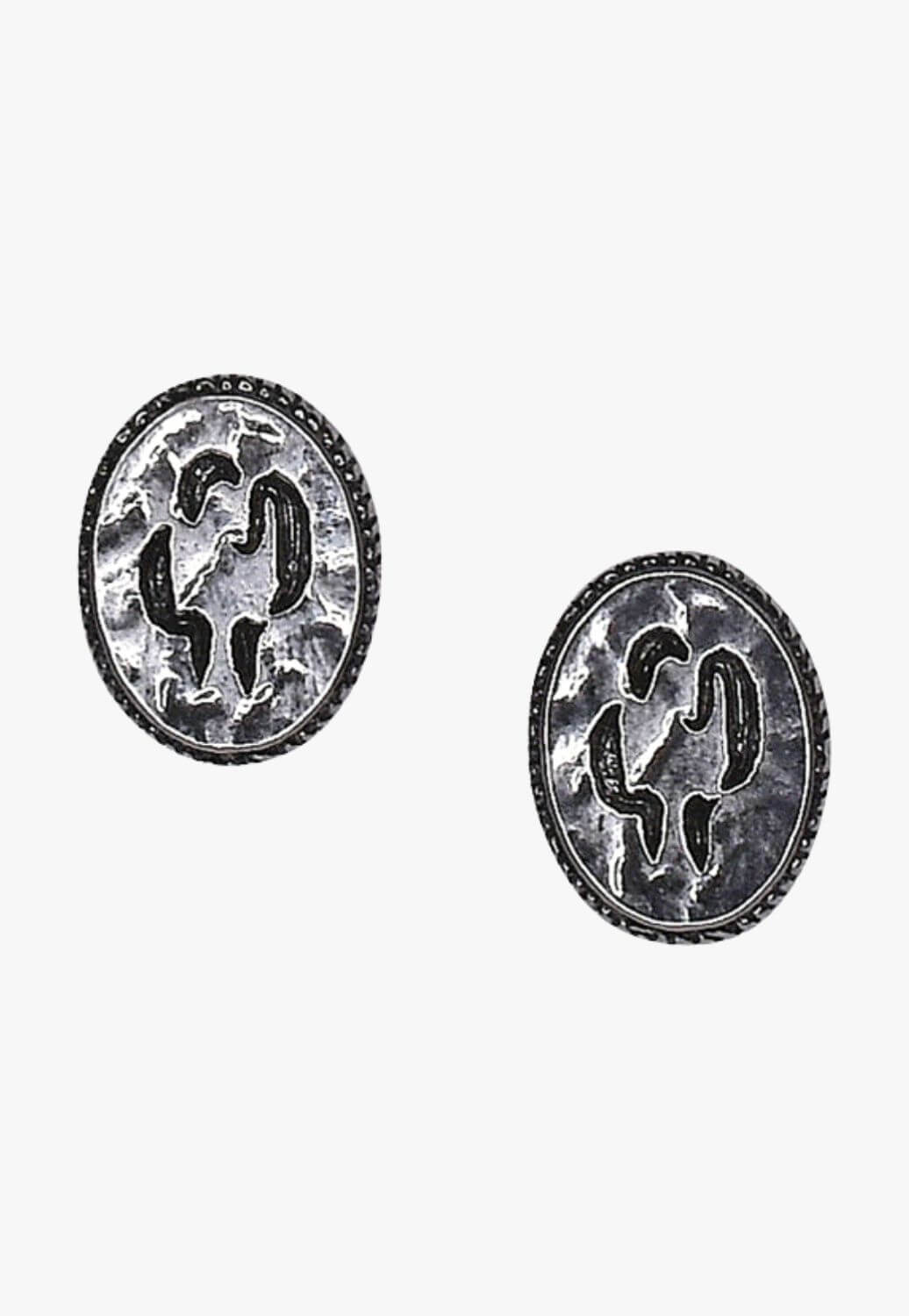 Justin Womens Saguaro Cactus Oval Earrings
