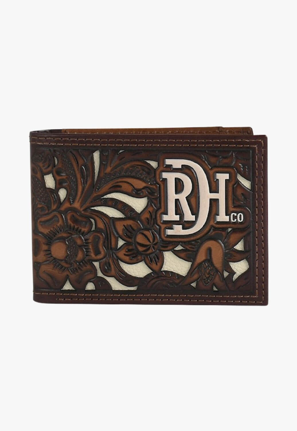 Red Dirt Hat Co Mens Bifold Ivory Inlay Wallet Brown