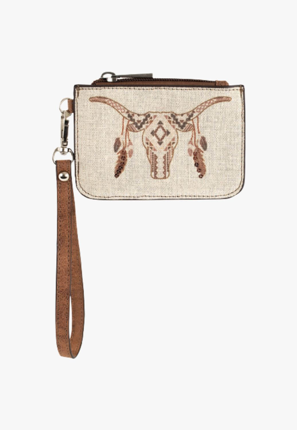 Catchfly Womens Mini Card Wallet with Cow Skull Print