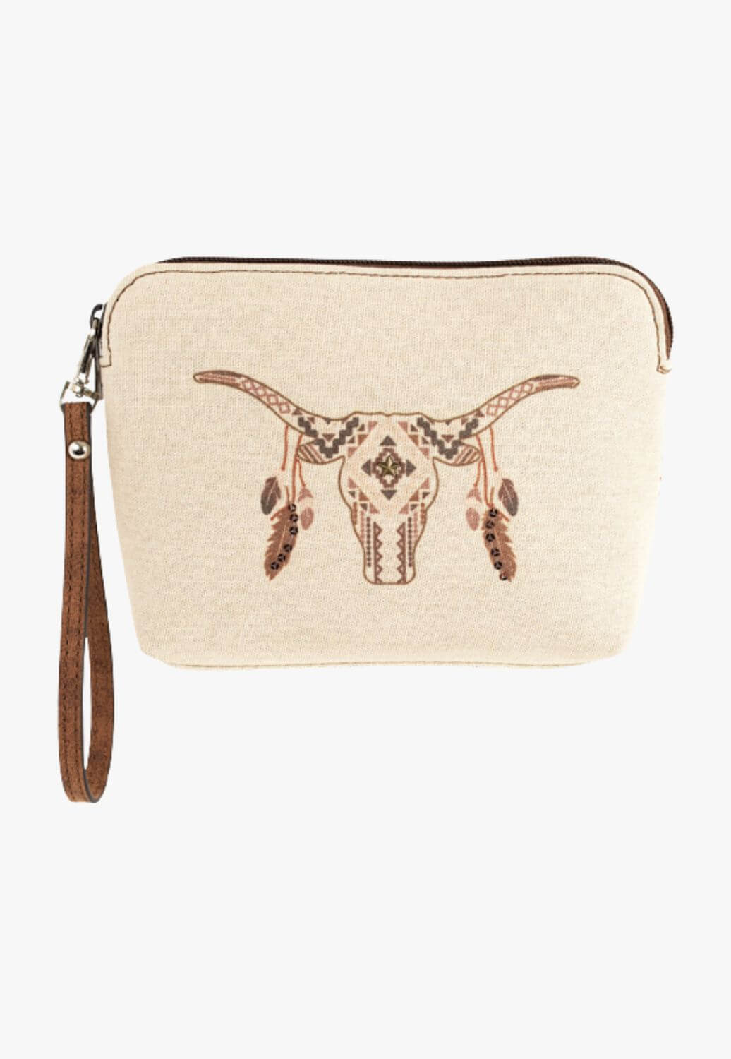 Catchfly Womens Cow Skull Cosmetic Bag