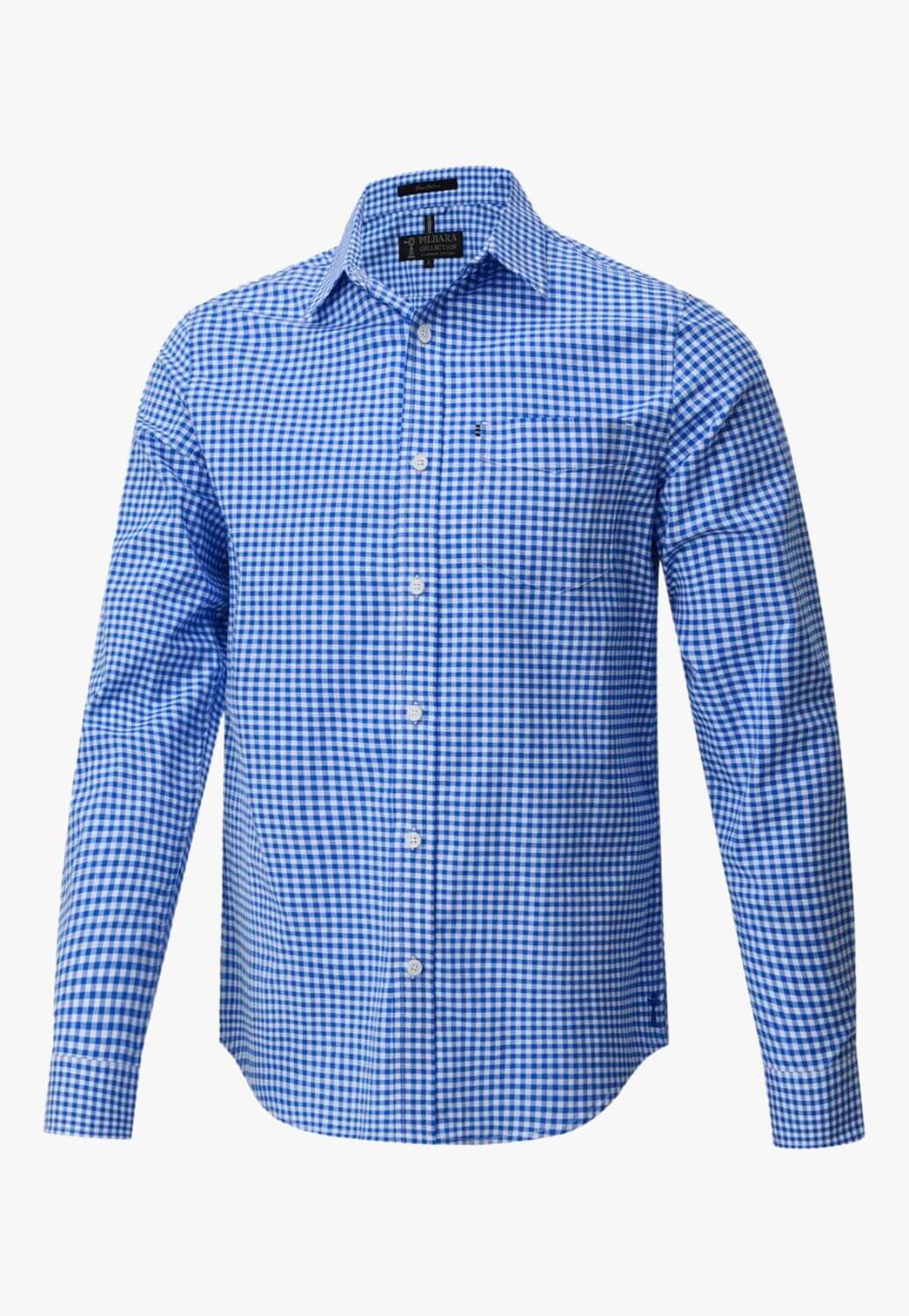Pilbara Mens Gingham Long Sleeve Shirt
