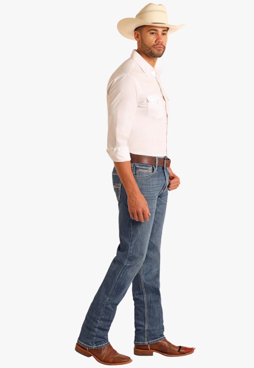 Rock and Roll Mens Straight Seam DB Stack Jean