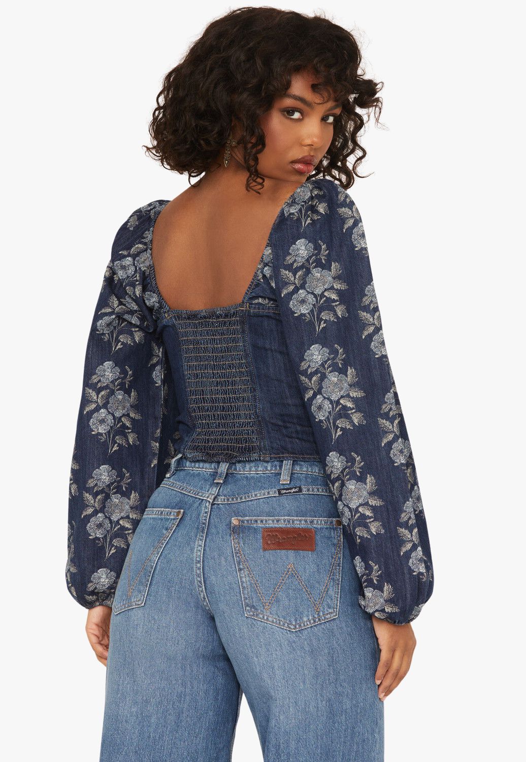 Wrangler Womens Americana Denim Long Sleeve Blouse