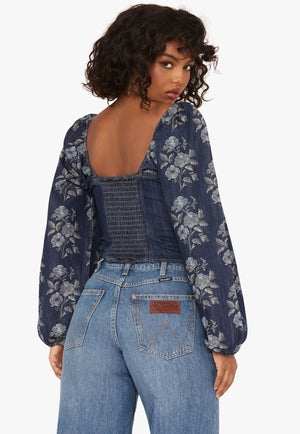 Wrangler Womens Americana Denim Long Sleeve Blouse